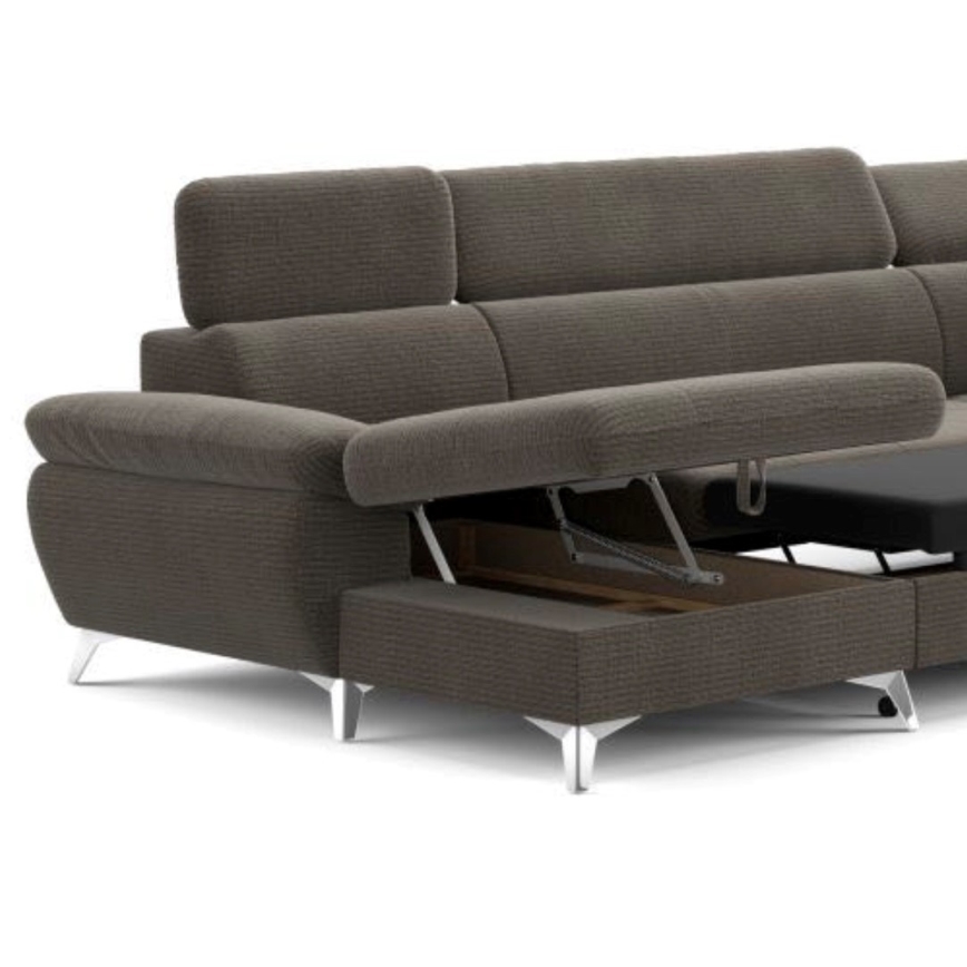 Canapé d'angle pliable en U avec un espace de rangement CATANIA droit marron