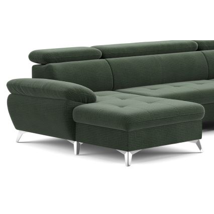 Canapé d'angle pliable en U avec un espace de rangement CATANIA droit vert