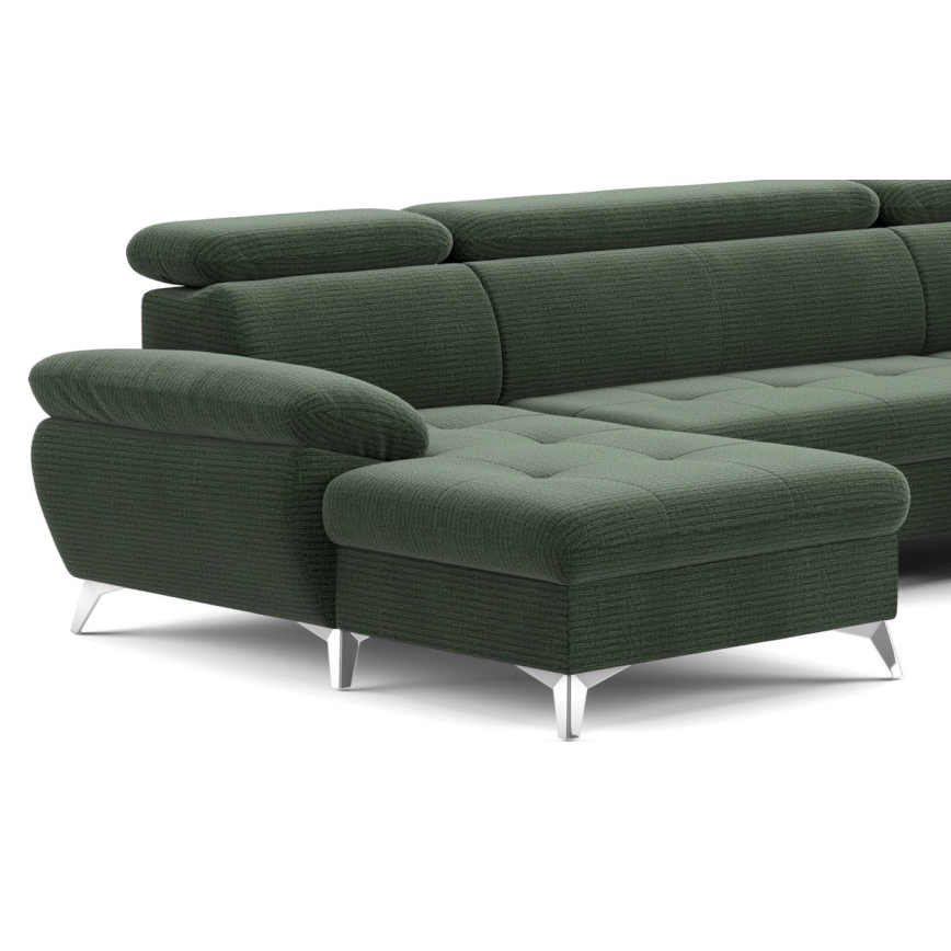 Canapé d'angle pliable en U avec un espace de rangement CATANIA droit vert