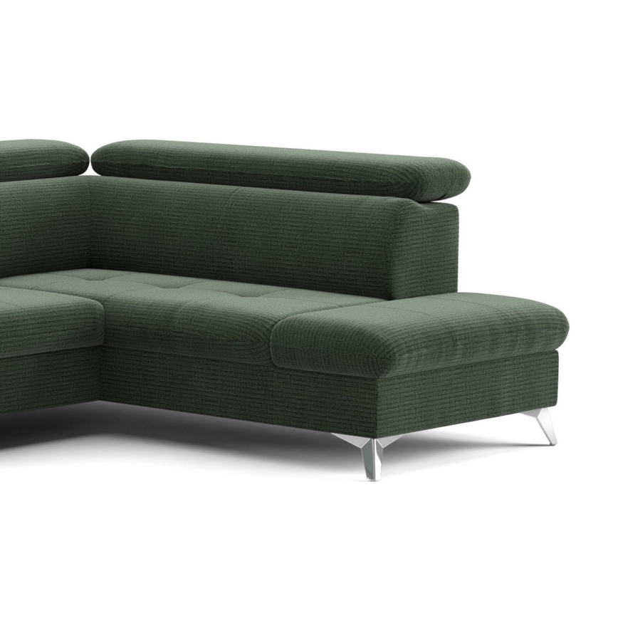 Canapé d'angle pliable en U avec un espace de rangement CATANIA droit vert