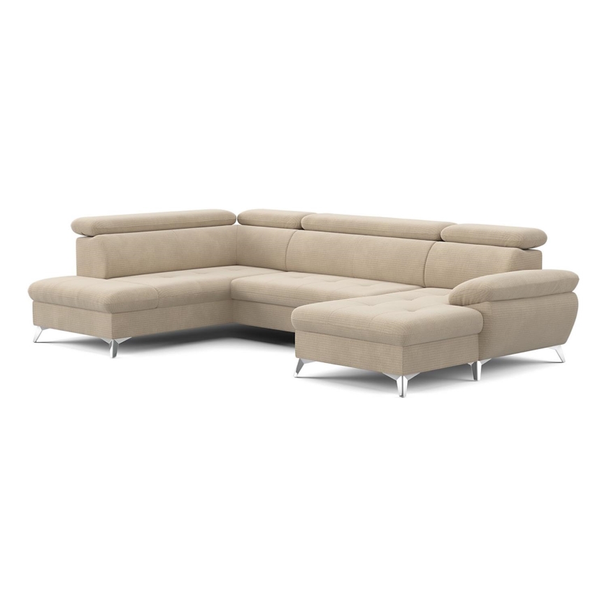 Canapé d'angle pliable en U avec un espace de rangement CATANIA gauche beige