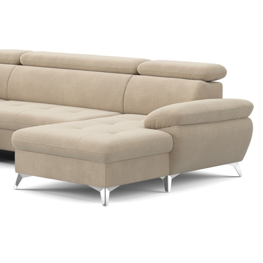 Canapé d'angle pliable en U avec un espace de rangement CATANIA gauche beige