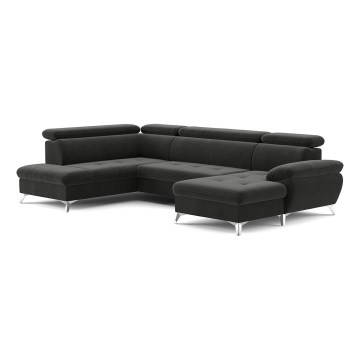 Canapé d'angle pliable en U avec un espace de rangement CATANIA gauche graphite