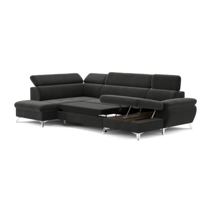Canapé d'angle pliable en U avec un espace de rangement CATANIA gauche graphite
