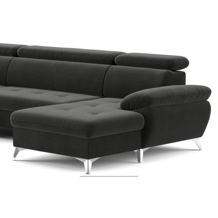 Canapé d'angle pliable en U avec un espace de rangement CATANIA gauche graphite