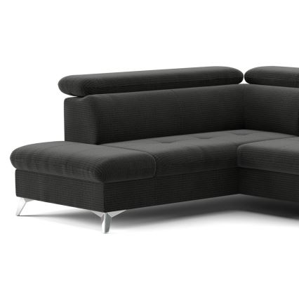Canapé d'angle pliable en U avec un espace de rangement CATANIA gauche graphite