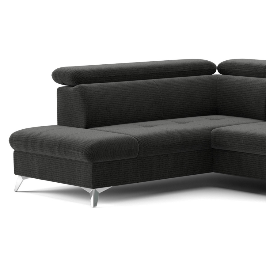 Canapé d'angle pliable en U avec un espace de rangement CATANIA gauche graphite