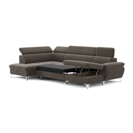 Canapé d'angle pliable en U avec un espace de rangement CATANIA gauche marron