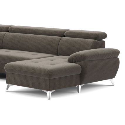 Canapé d'angle pliable en U avec un espace de rangement CATANIA gauche marron
