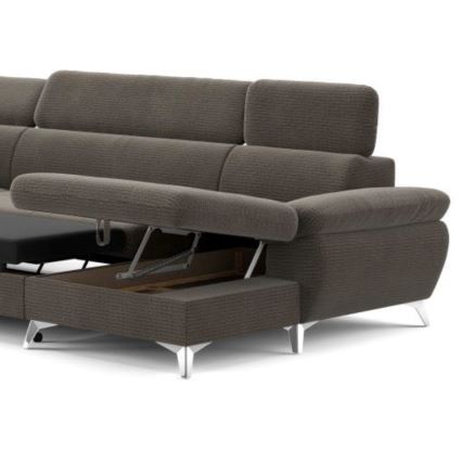 Canapé d'angle pliable en U avec un espace de rangement CATANIA gauche marron