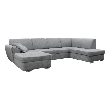 Canapé d'angle pliable et rembourré en forme de U SERPA droit gris