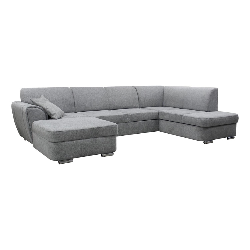 Canapé d'angle pliable et rembourré en forme de U SERPA droit gris