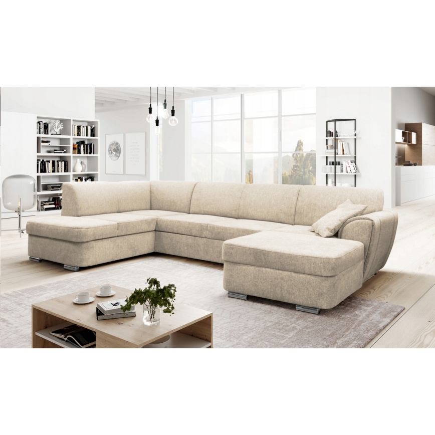 Canapé d'angle pliable et rembourré en forme de U SERPA gauche beige
