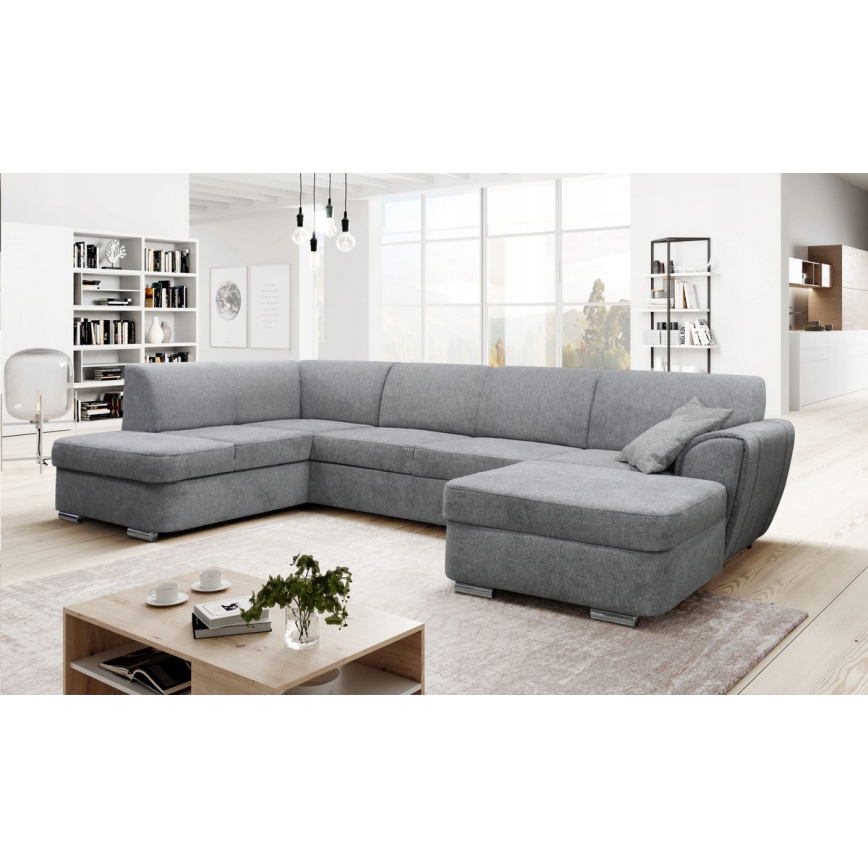 Canapé d'angle pliable et rembourré en forme de U SERPA gauche gris