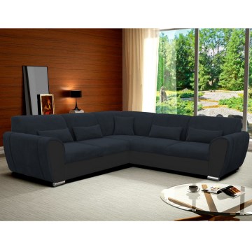 Canapé d'angle pliable et rembourré en forme de U VISEU droit anthracite/noir