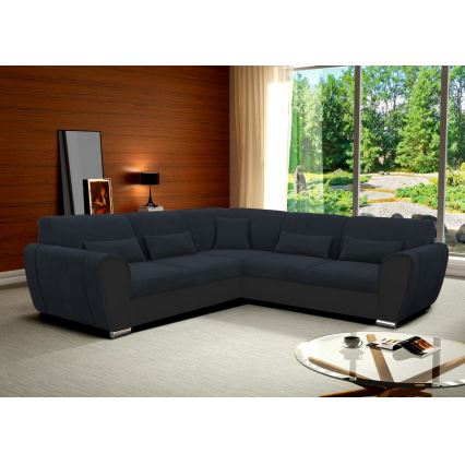 Canapé d'angle pliable et rembourré en forme de U VISEU droit anthracite/noir