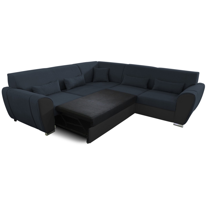 Canapé d'angle pliable et rembourré en forme de U VISEU droit anthracite/noir