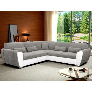 Canapé d'angle pliable et rembourré en forme de U VISEU droit gris/blanc