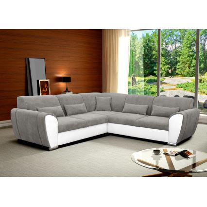 Canapé d'angle pliable et rembourré en forme de U VISEU droit gris/blanc