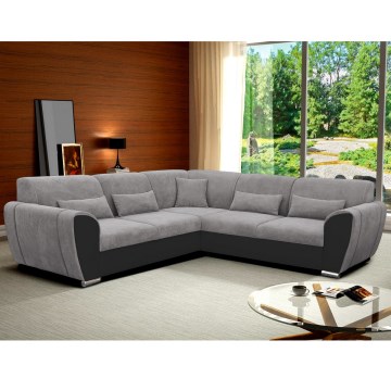 Canapé d'angle pliable et rembourré en forme de U VISEU droit gris/noir