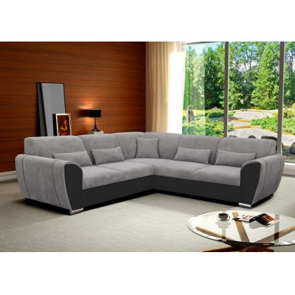 Canapé d'angle pliable et rembourré en forme de U VISEU droit gris/noir