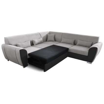 Canapé d'angle pliable et rembourré en forme de U VISEU droit gris/noir