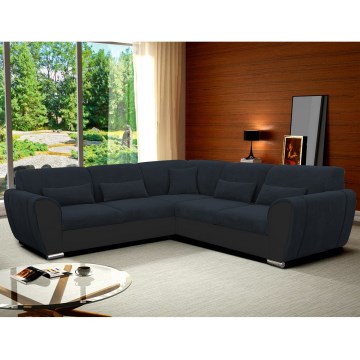 Canapé d'angle pliable et rembourré en forme de U VISEU gauche anthracite/noir