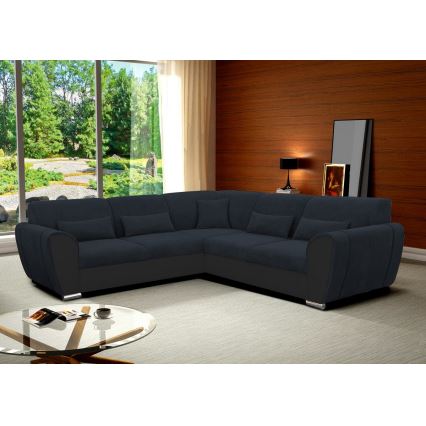 Canapé d'angle pliable et rembourré en forme de U VISEU gauche anthracite/noir