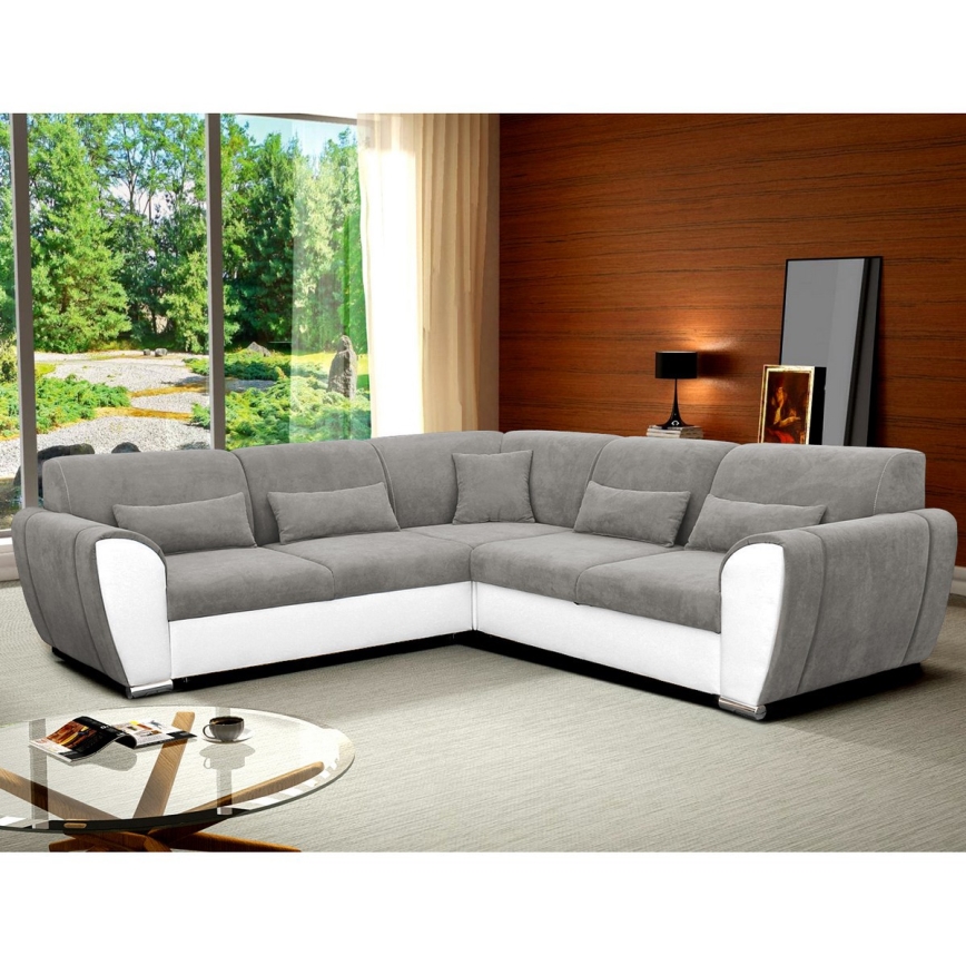 Canapé d'angle pliable et rembourré en forme de U VISEU gauche gris/blanc
