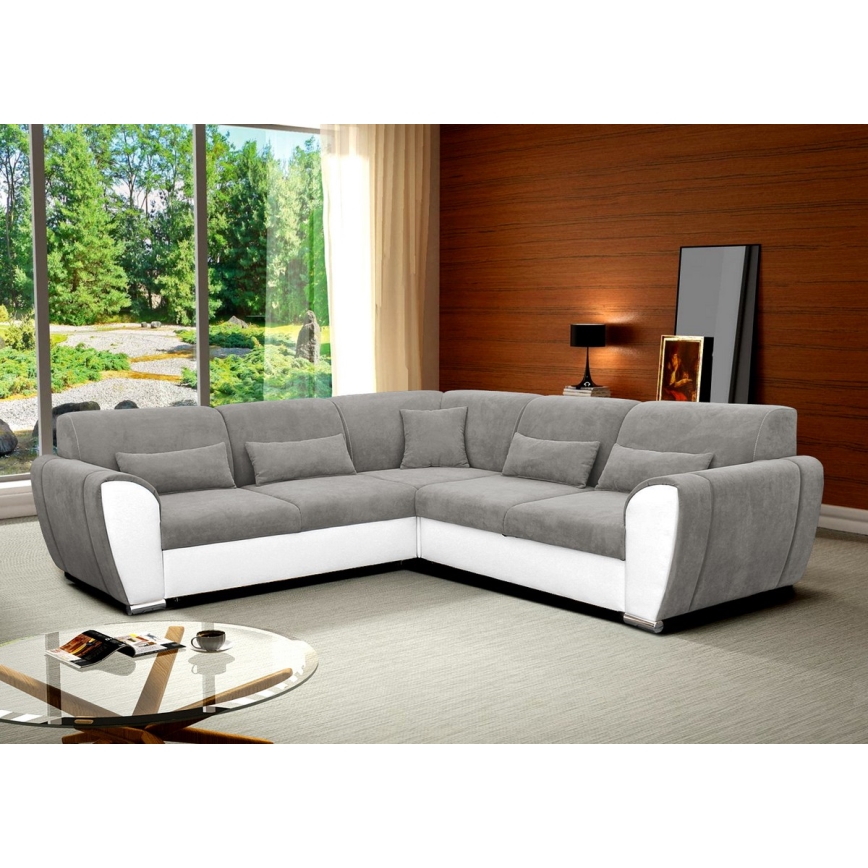 Canapé d'angle pliable et rembourré en forme de U VISEU gauche gris/blanc