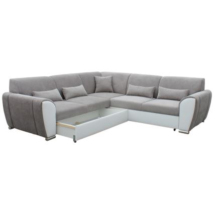 Canapé d'angle pliable et rembourré en forme de U VISEU gauche gris/blanc