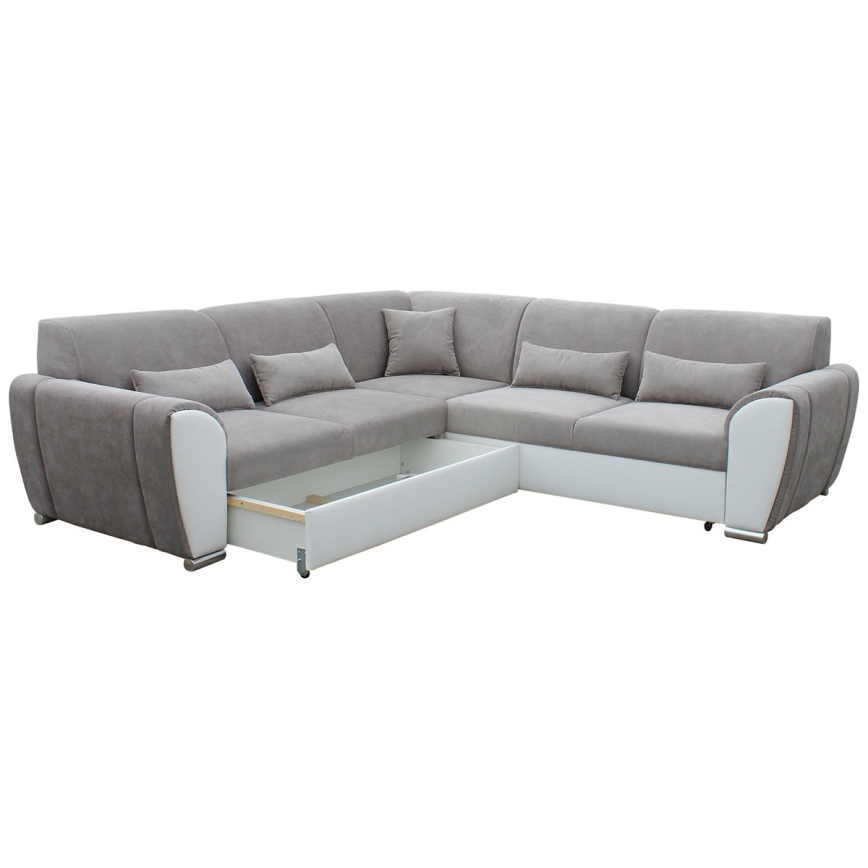 Canapé d'angle pliable et rembourré en forme de U VISEU gauche gris/blanc