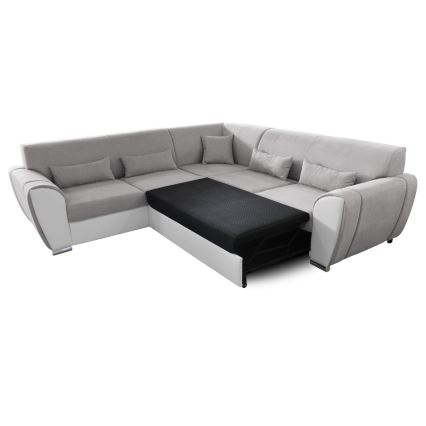 Canapé d'angle pliable et rembourré en forme de U VISEU gauche gris/blanc