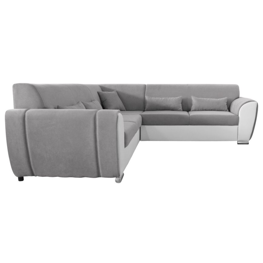 Canapé d'angle pliable et rembourré en forme de U VISEU gauche gris/blanc