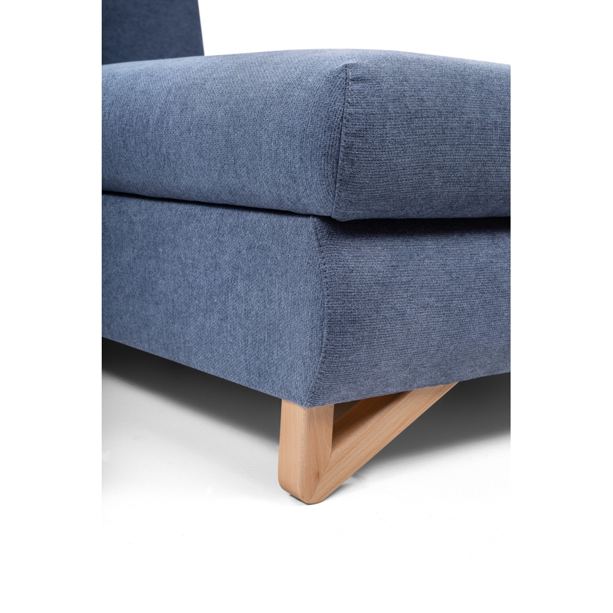 Canapé d'angle pliable rembourré en forme de L avec un espace de rangement AVESTA droit bleu