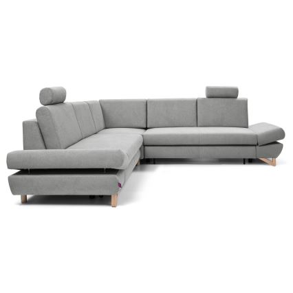 Canapé d'angle pliable rembourré en forme de L avec un espace de rangement AVESTA droit gris