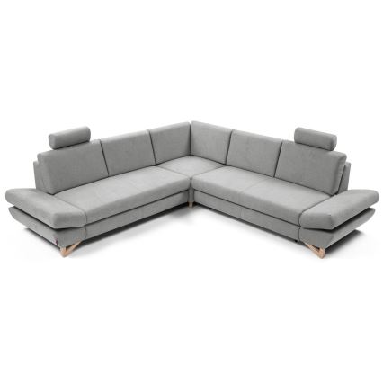 Canapé d'angle pliable rembourré en forme de L avec un espace de rangement AVESTA droit gris
