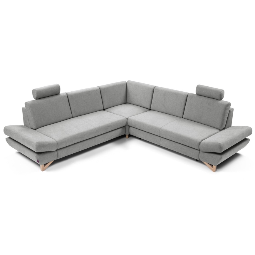 Canapé d'angle pliable rembourré en forme de L avec un espace de rangement AVESTA droit gris