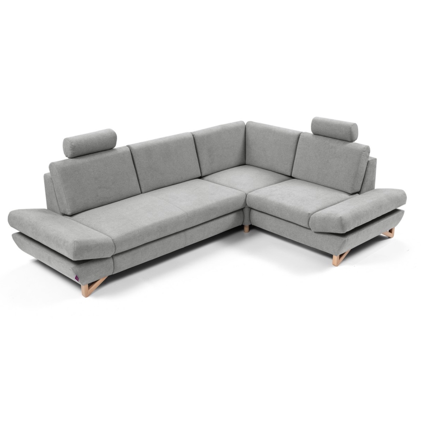Canapé d'angle pliable rembourré en forme de L avec un espace de rangement AVESTA droit gris
