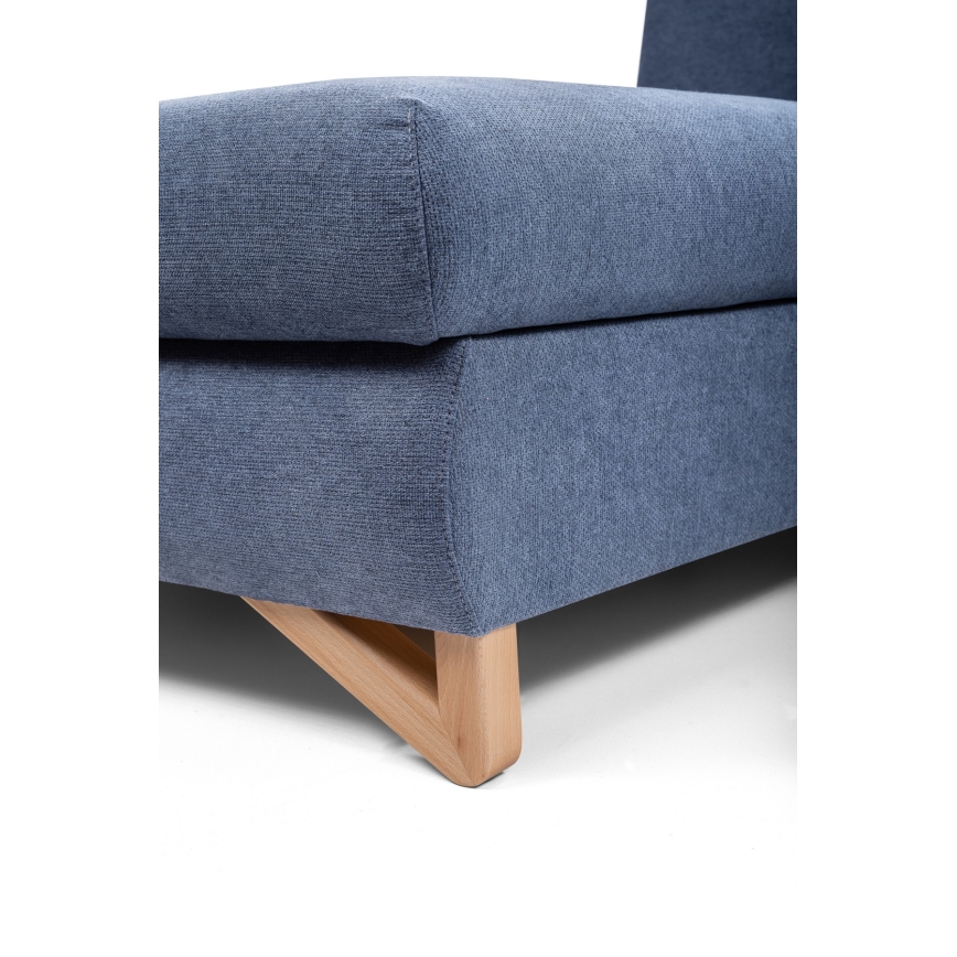 Canapé d'angle pliable rembourré en forme de L avec un espace de rangement AVESTA gauche bleu