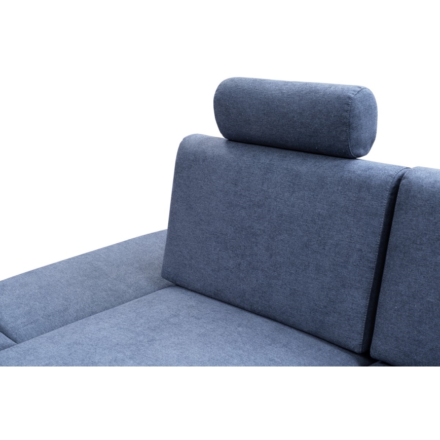 Canapé d'angle pliable rembourré en forme de L avec un espace de rangement AVESTA gauche bleu