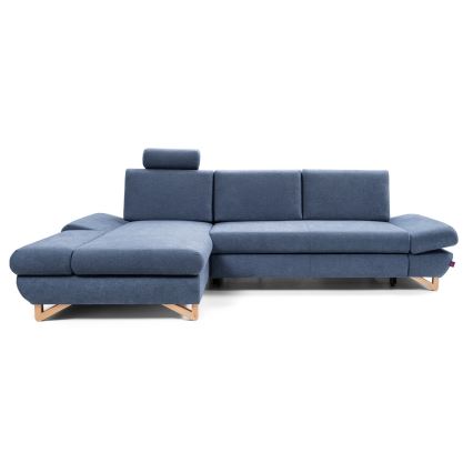 Canapé d'angle pliable rembourré en forme de L avec un espace de rangement AVESTA gauche bleu