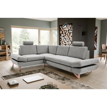 Canapé d'angle pliable rembourré en forme de L avec un espace de rangement AVESTA gauche gris