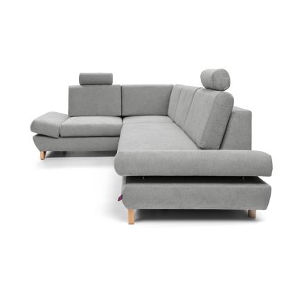 Canapé d'angle pliable rembourré en forme de L avec un espace de rangement AVESTA gauche gris