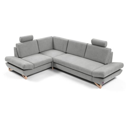 Canapé d'angle pliable rembourré en forme de L avec un espace de rangement AVESTA gauche gris