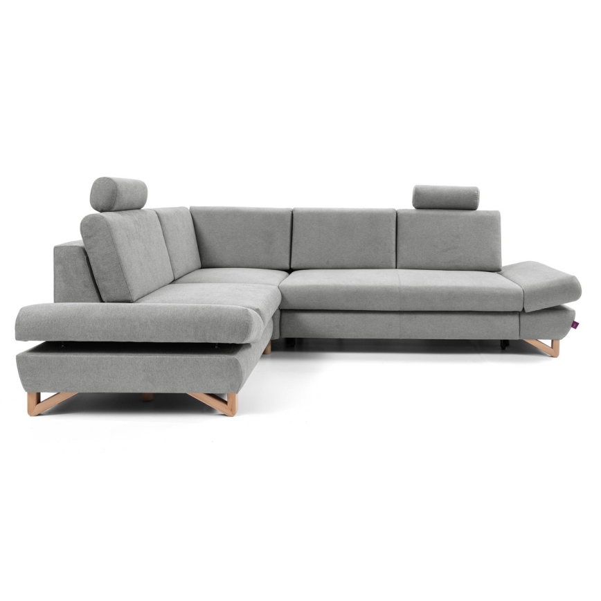 Canapé d'angle pliable rembourré en forme de L avec un espace de rangement AVESTA gauche gris