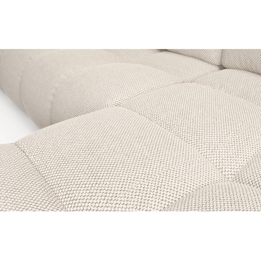 Canapé d'angle pliable rembourré en forme de L avec un espace de rangement ALMADA droit beige clair