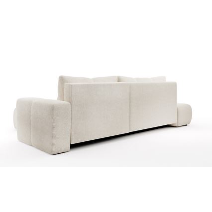 Canapé d'angle pliable rembourré en forme de L avec un espace de rangement ALMADA droit beige clair