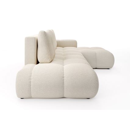 Canapé d'angle pliable rembourré en forme de L avec un espace de rangement ALMADA droit beige clair