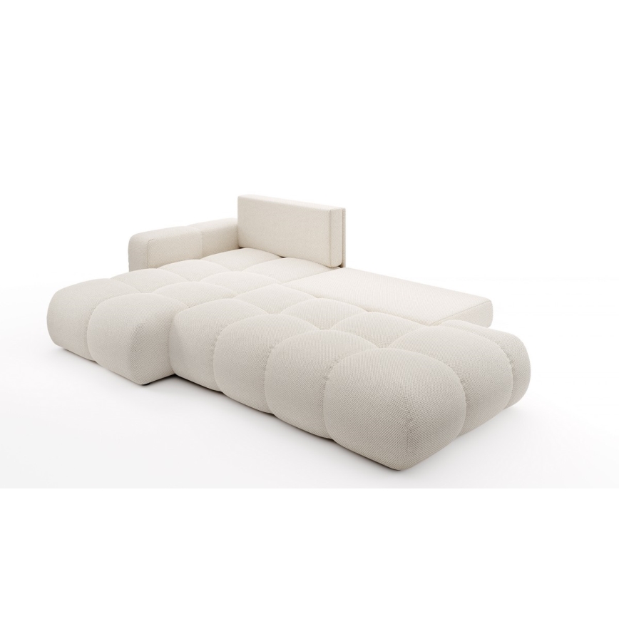 Canapé d'angle pliable rembourré en forme de L avec un espace de rangement ALMADA gauche beige clair